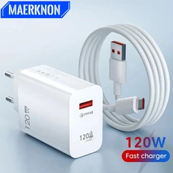 USB Charger 120W GaN Fast Charging EU/US Plug Phone Charger Adapter 10A Type C Cable For iPhone Xiaomi Samsung USB Wall Charger