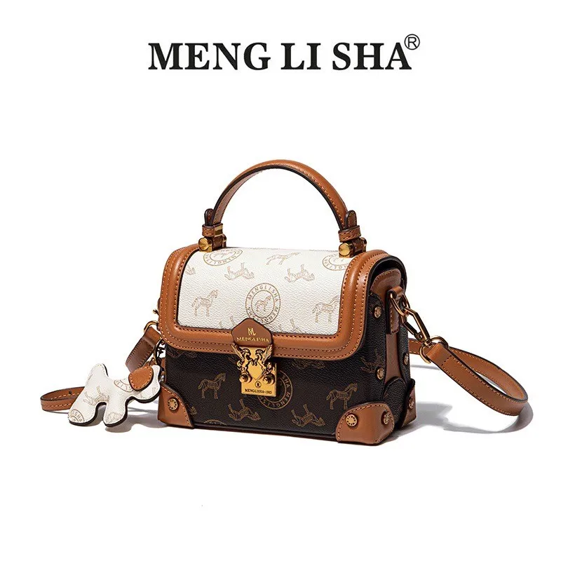 Menglisha Women's Handbag 2024 Spring/Summer New Contrasting Color Handbag High end Designer Retro One Shoulder Crossbody Bag