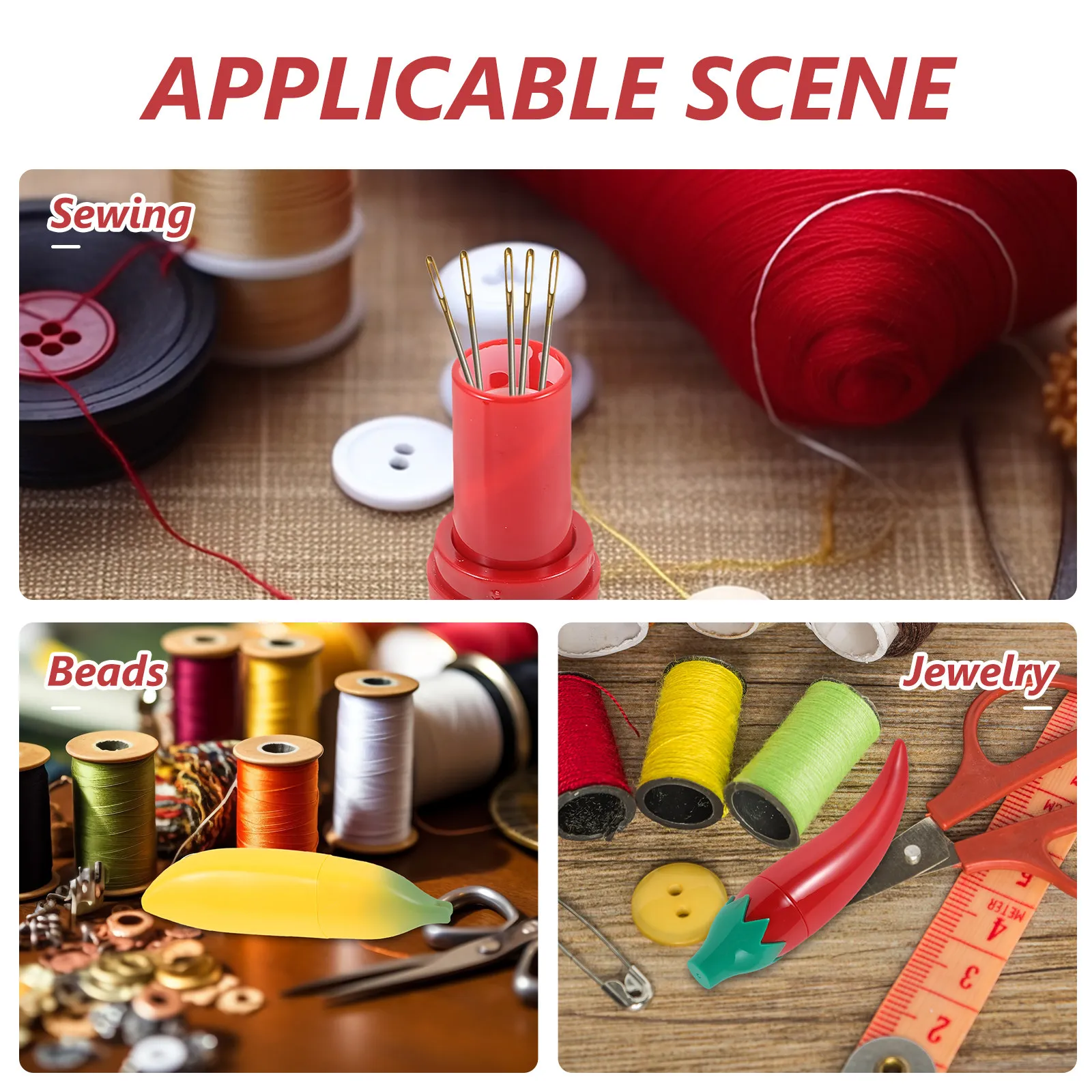 6Pcs Simulation Fruits Needle Storage Box Mini Tool Container for Sewing Beads Crafts Jewelry Organizer Banana Pepper Design - view 3