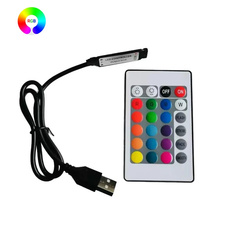 5V USB 24Key RGB LED Controller IR Remote RGB LED Dimmer USB Interface 4 Pin Apply To 2835 5050 3528 RGB Led Strip Light