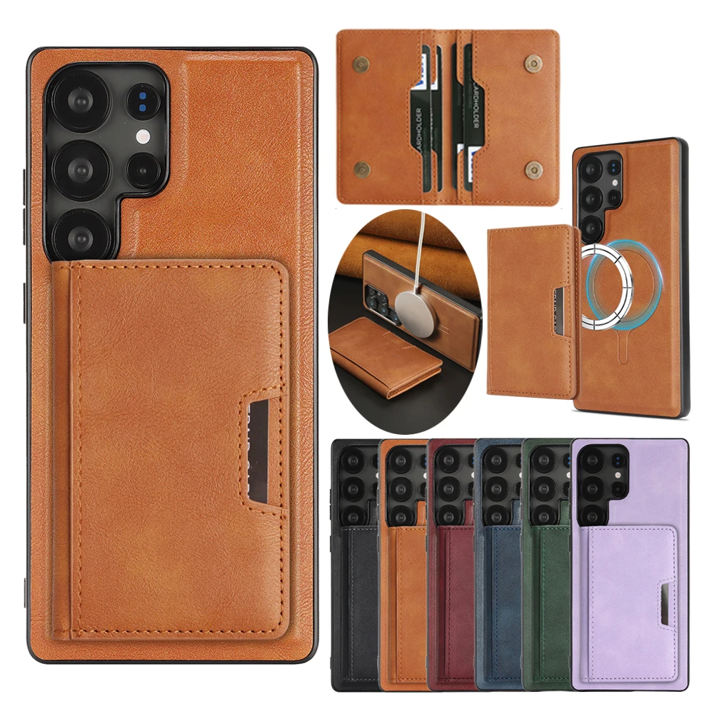 Samsung S25 S24 Ultra Edge Plug S23 + S25Ultra S25U S23U 5G対応 2in1 マグネット式スマホケース キックスタンド カード収納 スマホケース