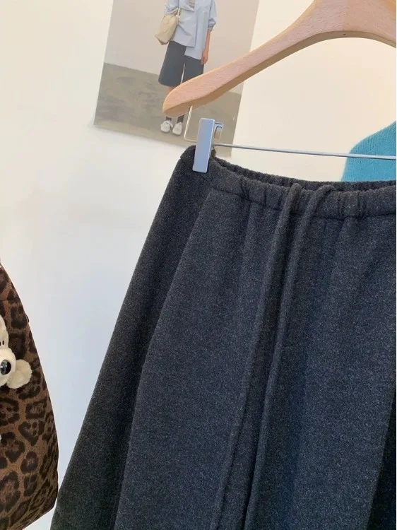 Authentic Winter Wide Leg Pants Women's Casual Dstring Loose Fit Slimming Trousers Versatile Comfortable Cotton Blend