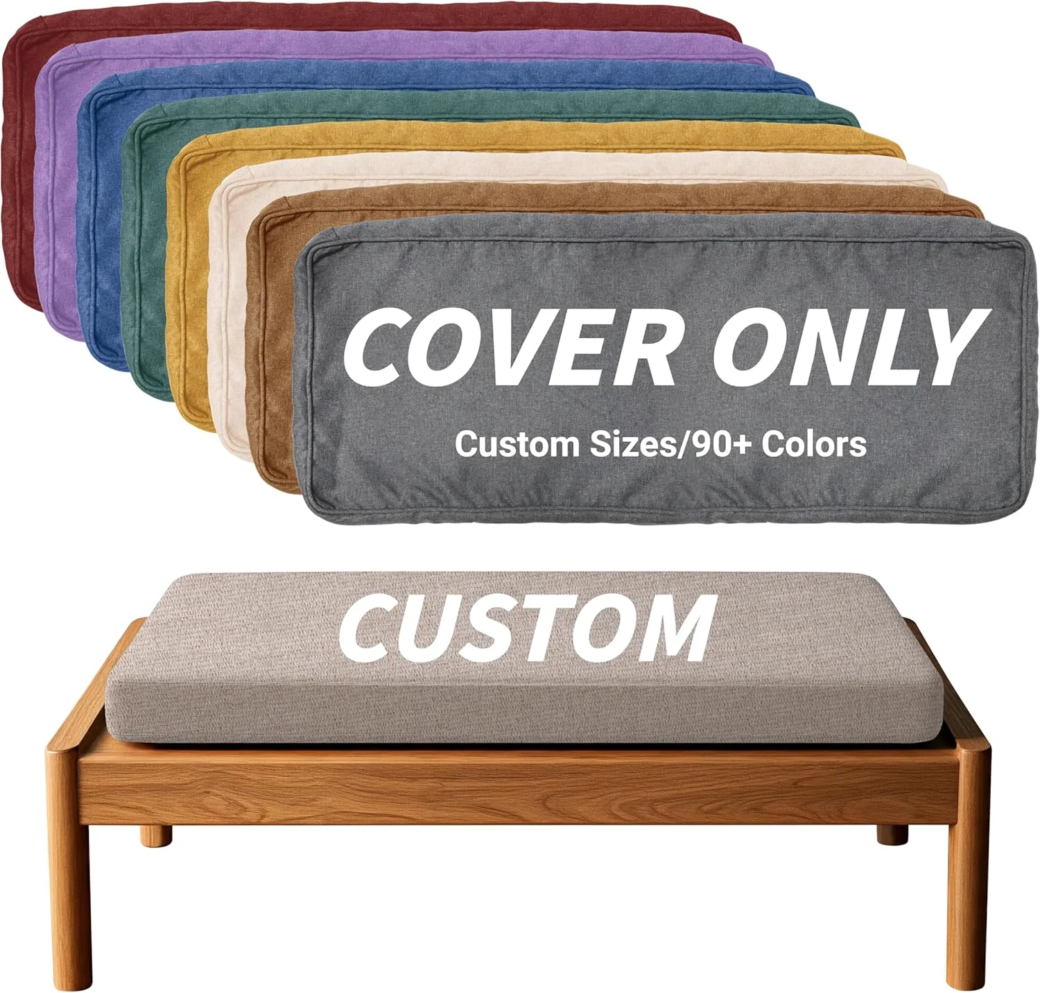 Custom Size Cushion Cover, Replaceable Bench Cushion Cover