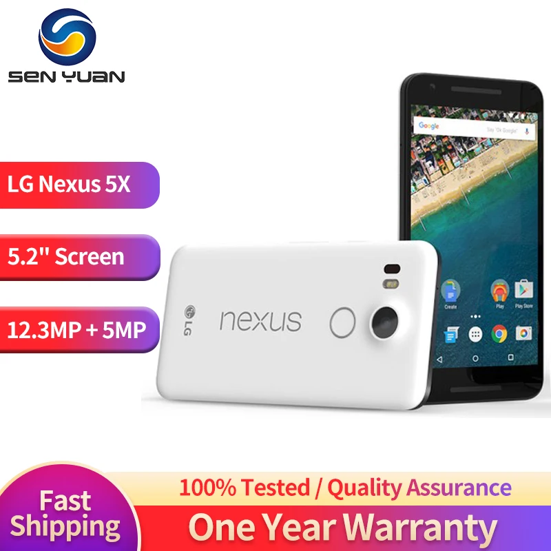 Unlocked Original LG Nexus 5X 4G Mobile Phone H790 5.2'' 2GB RAM 16/32GB ROM LTE CellPhone 13.0MP 1080P Hexa Core SmartPhone