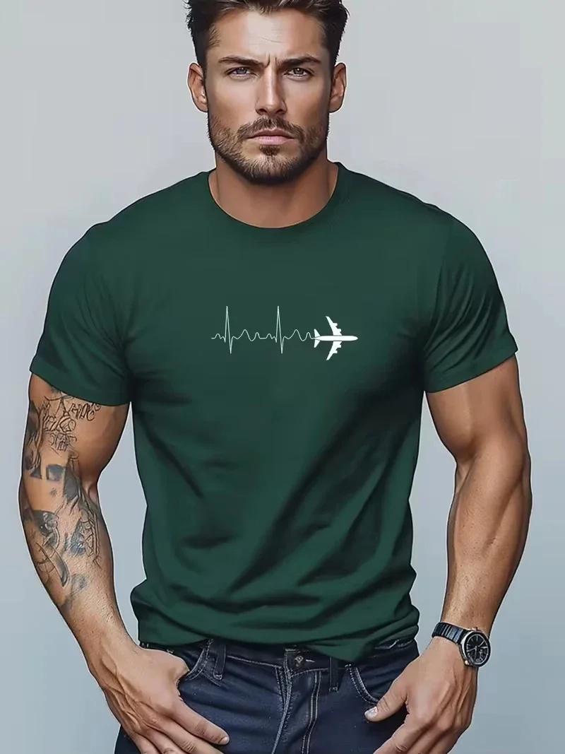 Men's Aircraft Signal Printed 3d Print Sports Quick Dry Breathable Men T Shirt Street Casual Loose Fashion Short Sleeve Tops