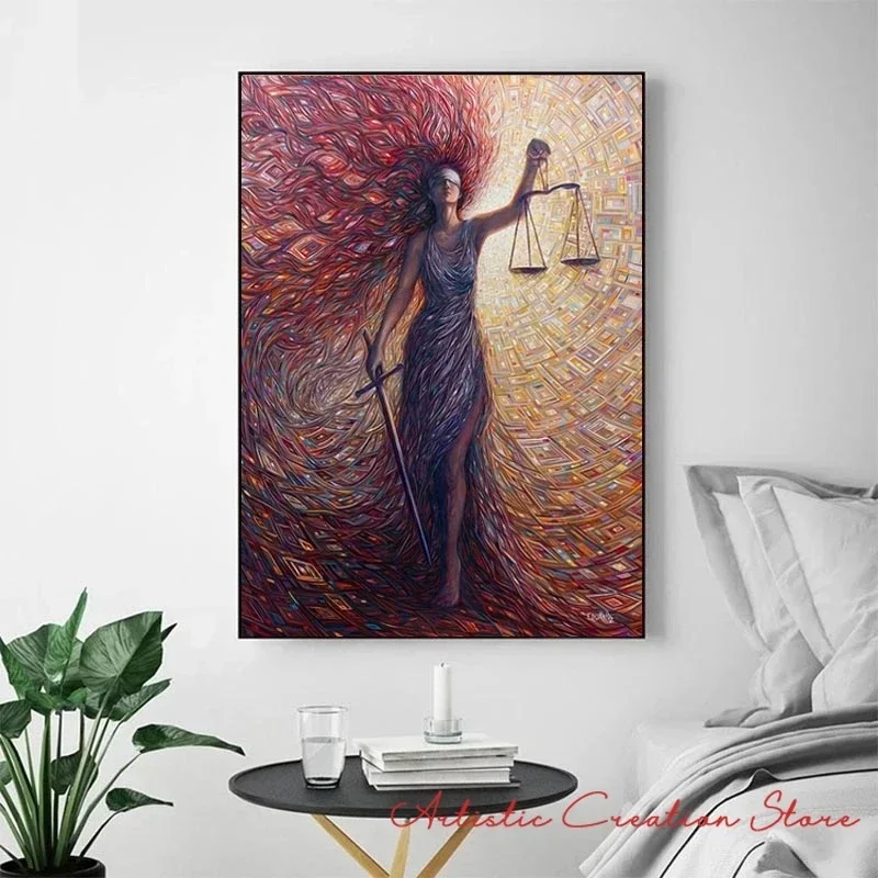 Abstract Art Goddess of Justice Lawyer Posters Canvas Painting Vintage Print Pictures Modern Living Room Law Student Gifts Decor