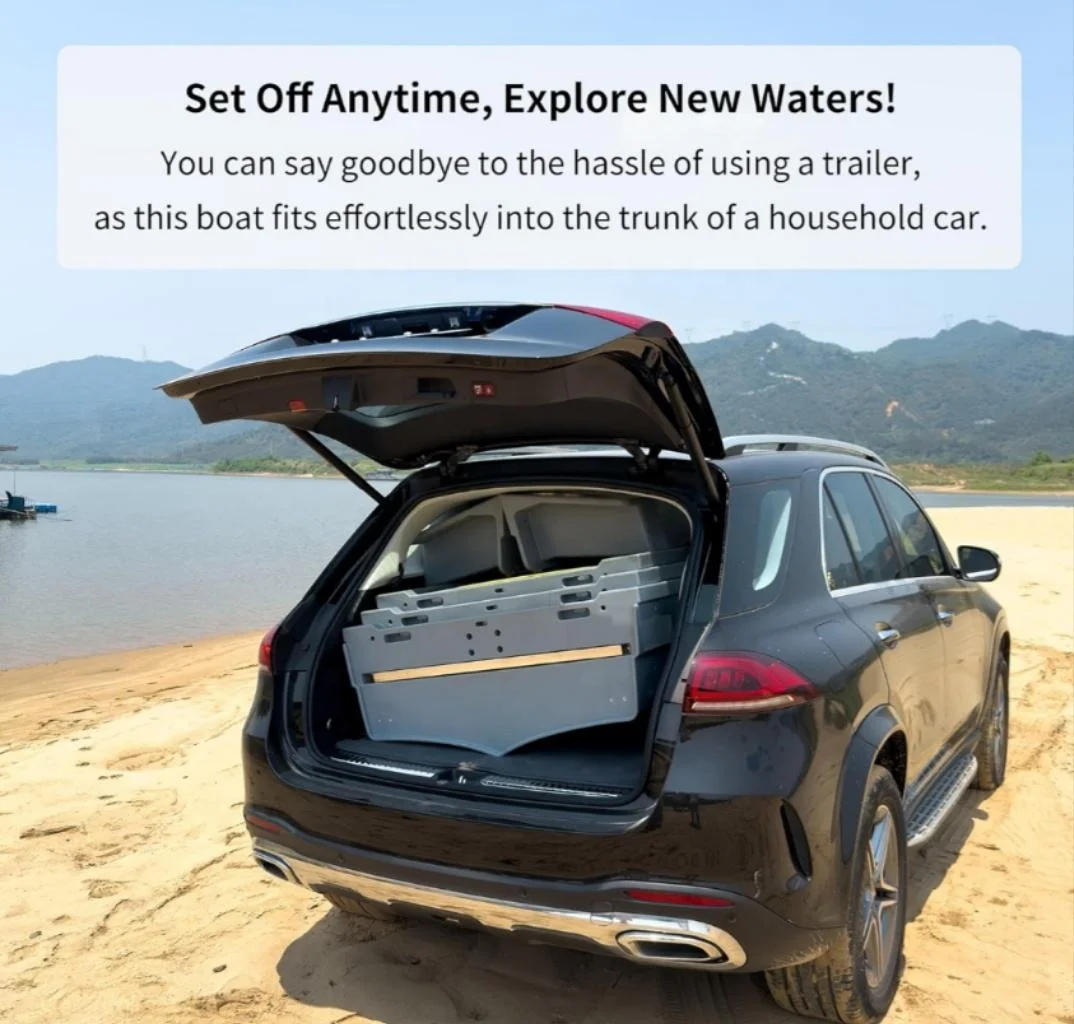 قارب صيد صغير محمول قابل للتكديس من البلاستيك قابل للطي من الألياف الزجاجية والألومنيوم قارب صيد قابل للطي من البولي إيثيلين