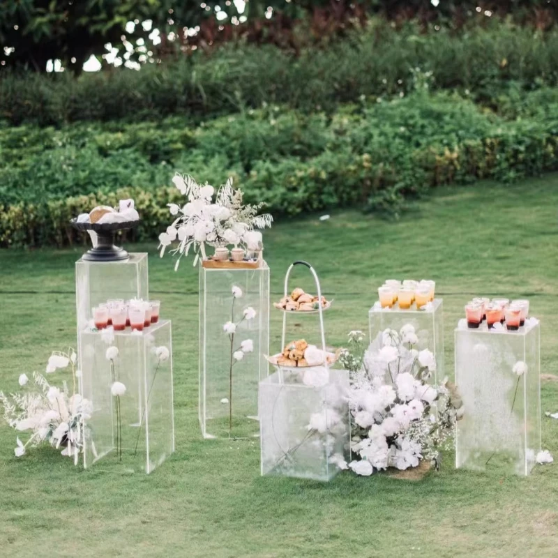 

Wedding Props Crystal Wedding Transparent Square Column Road Guide Acrylic Ornament Window Decoration T Stage