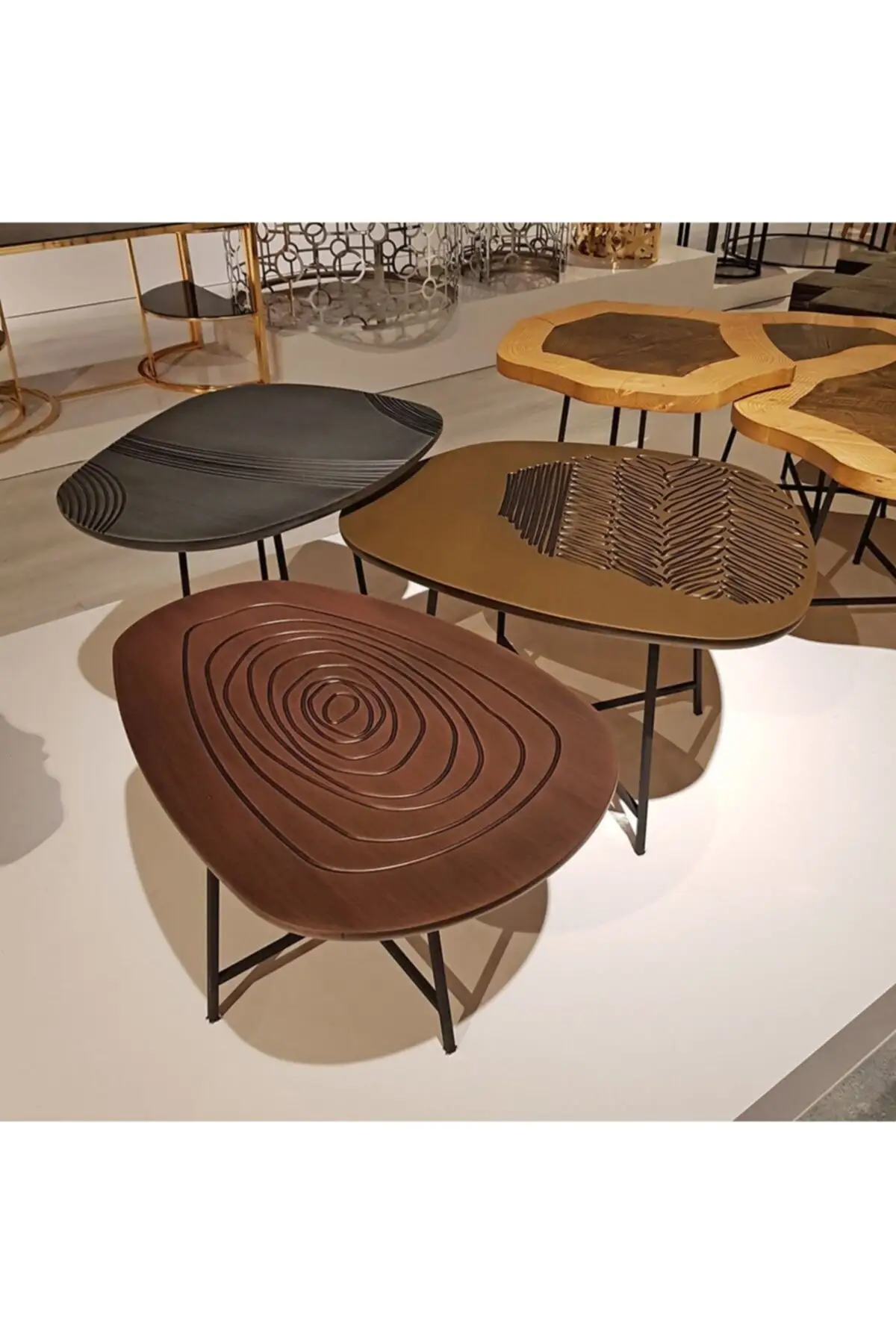 Nora Triple Coffee Table Modern Zigon Nordic Side Coffee Table Minimal 3 PCs Coffee Table Set