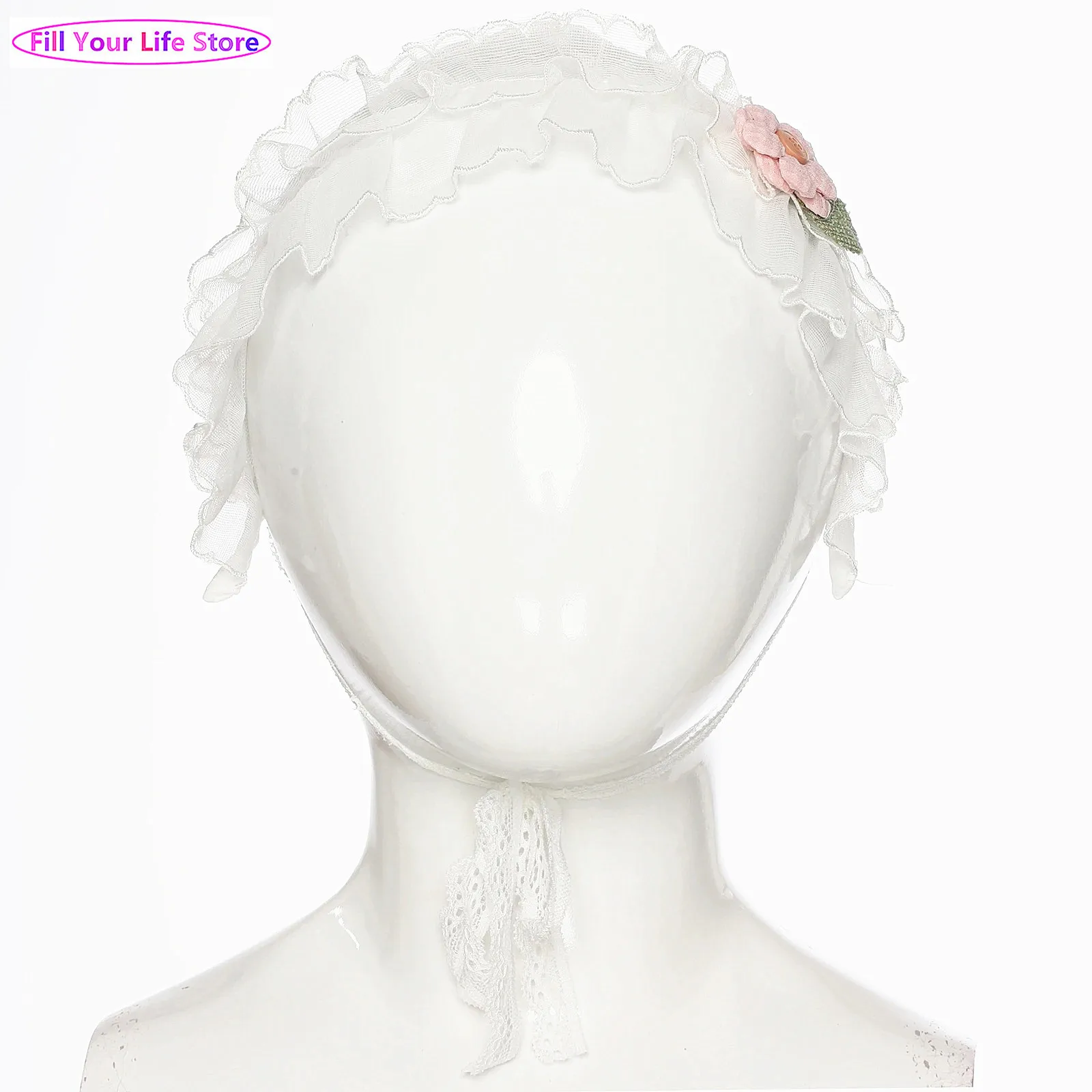 

Girls Retro Vintage Lace Mesh Hat Caps Palace Christening Bonnet Infant Princess Flower Sun Hat Bonnet Photo Props