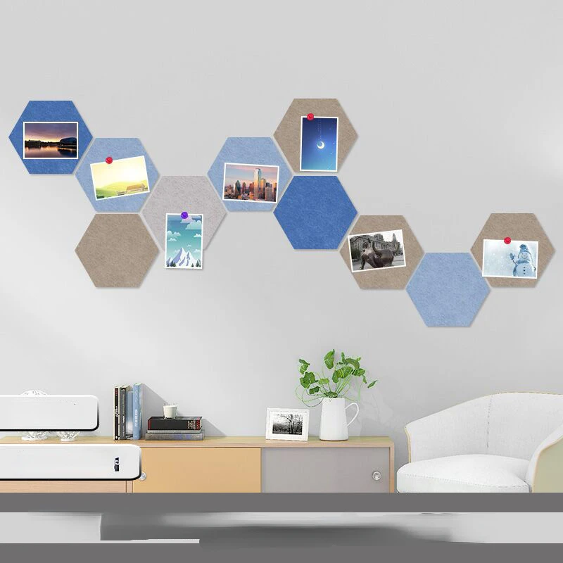 Creative Wall Sticker DIY House Office Sofa Background Felt Decorative Board Hexagonal Shool Kids Bedroom Decor Photos Display