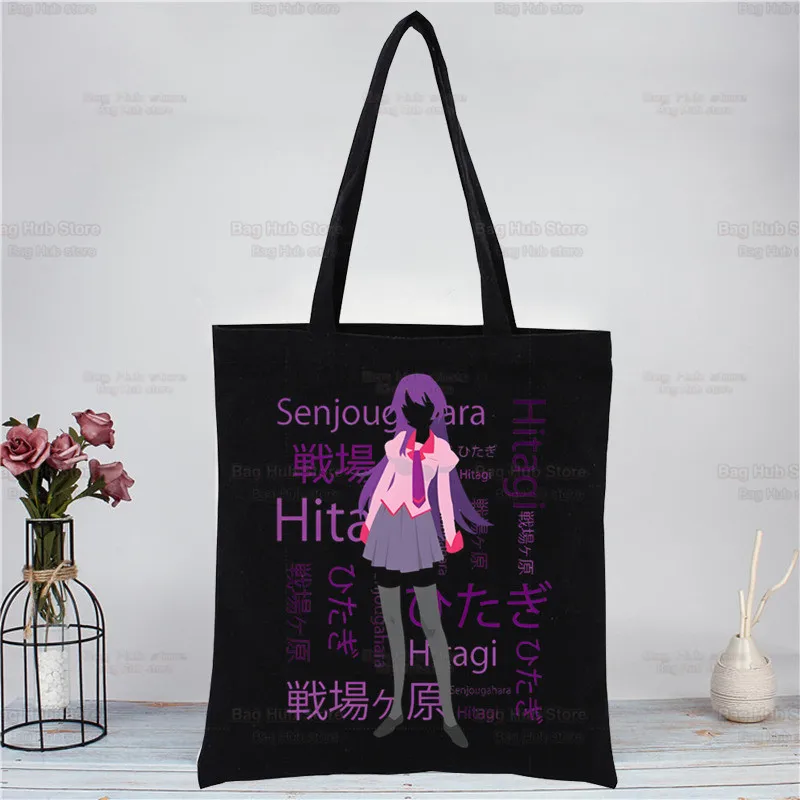 Bakemonogatari Shopping Bags Canvas Senjougahara Tote Bag Oshino Shinobu Shoulder Bags Eco Friendly Reusable School Tote Bag