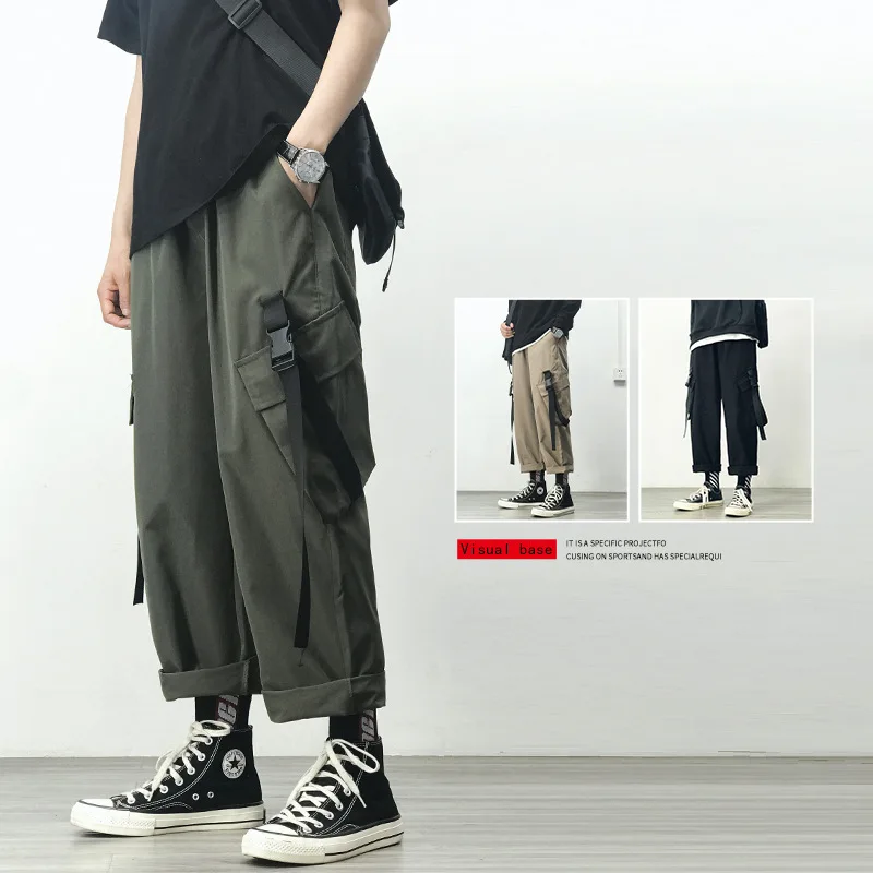 

2024 Harem Jogger Pants Men Streetwear Cargo Pants Hip Hop Ribbons Casual Mens Pants Ankle-length Men Trousers Ankle-length