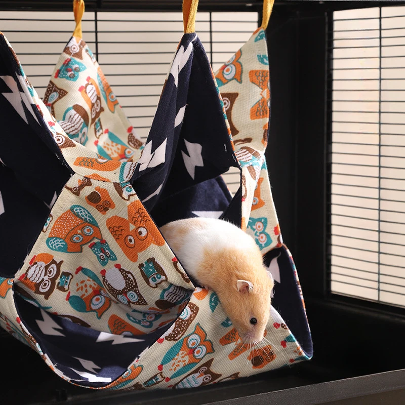 3 Layer Hammock Small Pet Hammock Print Guinea Pig Squirrel Sleeping Bed Maze Honey Bag Hamster Hammock Chinchilla Cage Bag