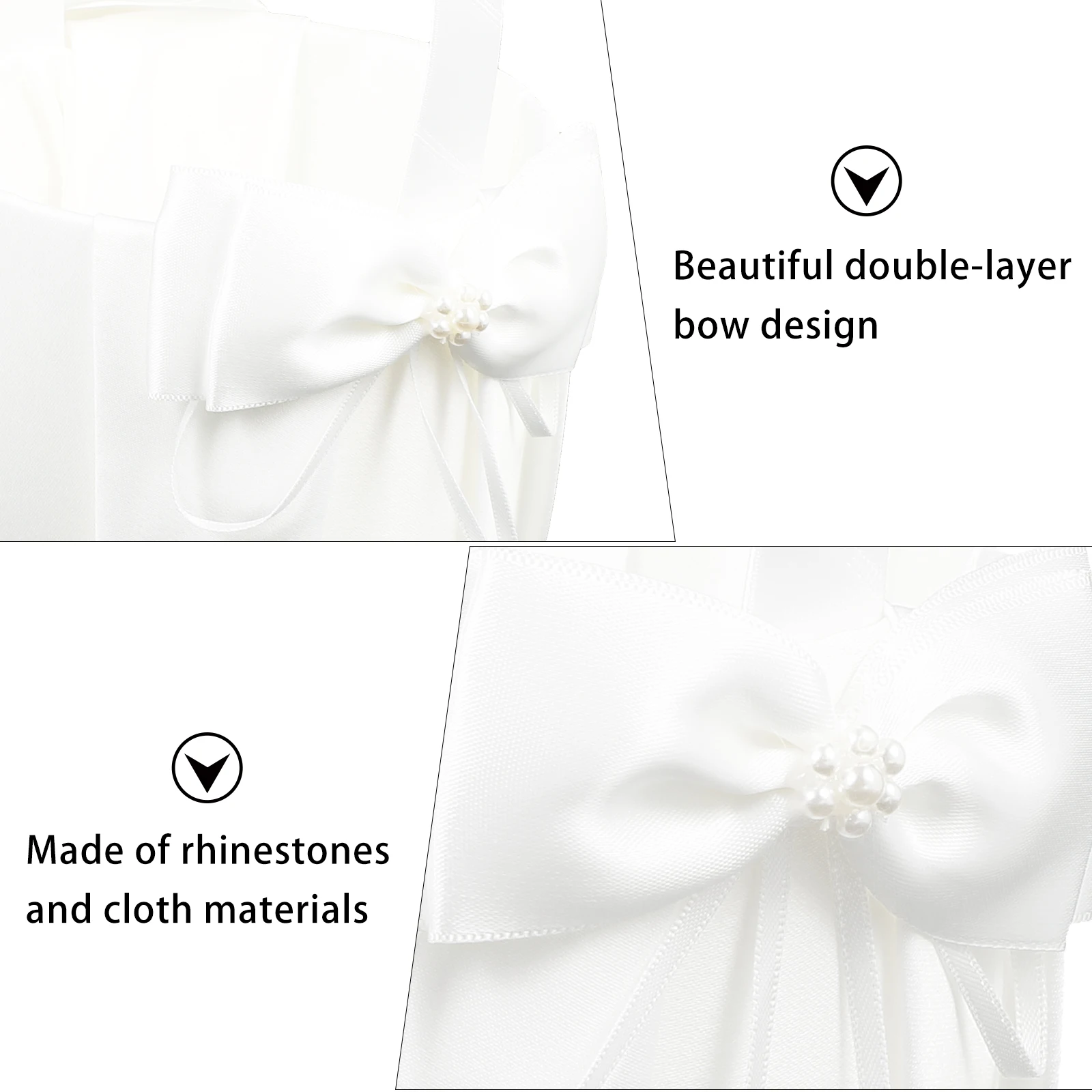 

2 Pcs Ring Pillow Flower Basket Double Layer Bridal Bearer Pearl White Wedding Ceremony Decoration Accessories