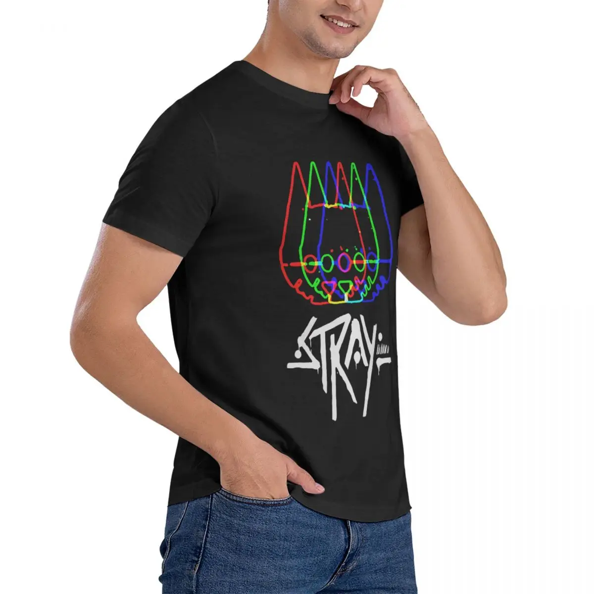 Stray Game Explore Stray Game Short Sleeve Comfortable Clothing Oversized T Shirts Multi-color Men Heavyweight Tee