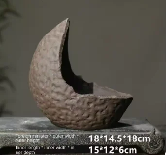 Maceta de arena púrpura china, maceta creativa hecha a mano con forma de luna, maceta de cerámica para bonsái, maceta decorativa de escritorio para el hogar, 1 Uds.LE655