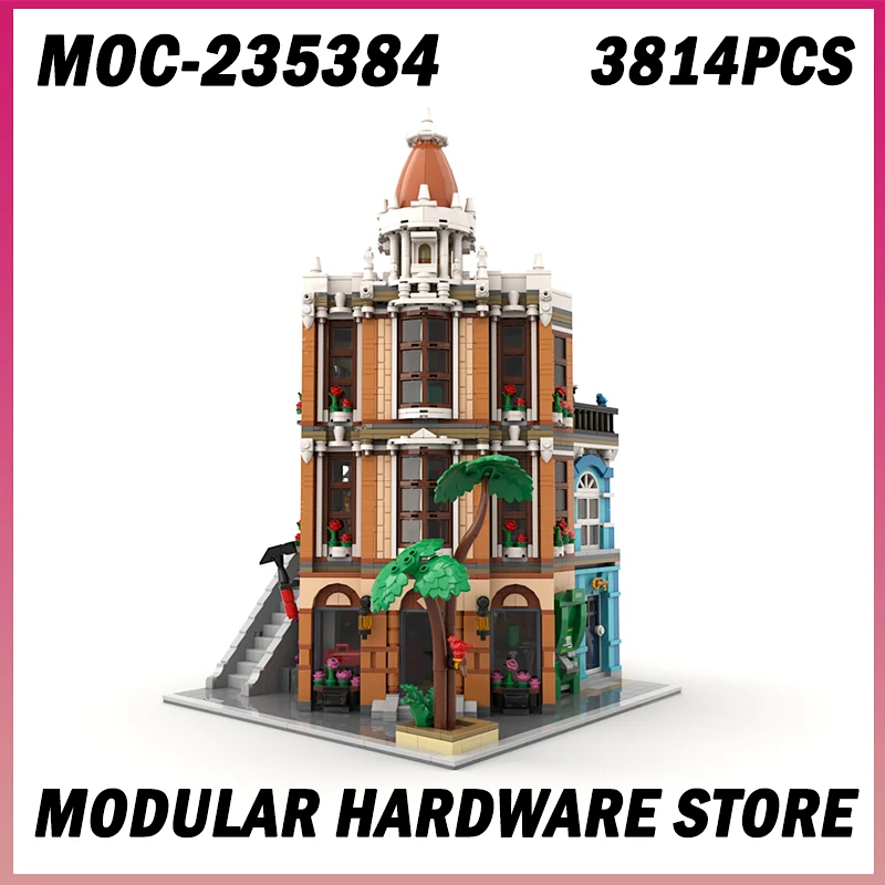 

3814 шт. MOC-235384 модульный апаратный магазин здание вид на улицу модульная модель строительные блоки кирпичные игрушки детский подарок на день рождения