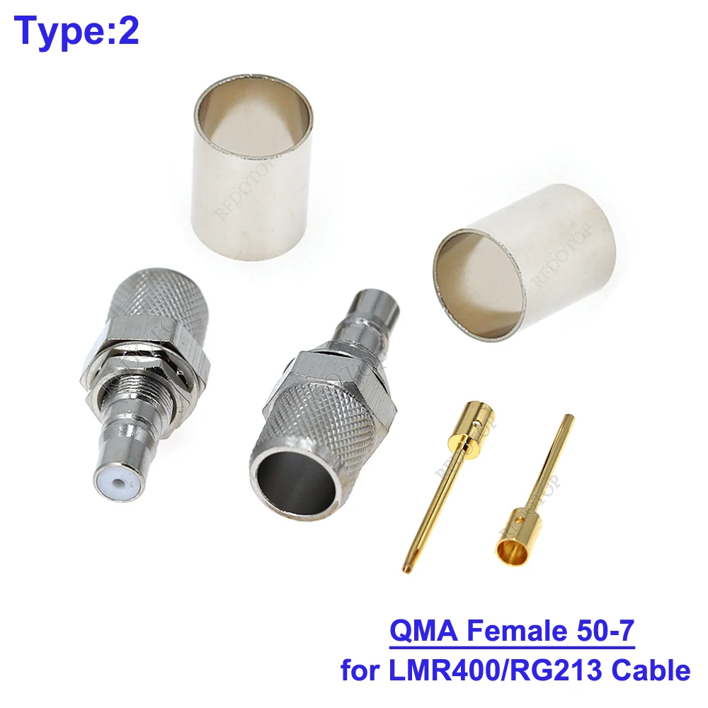 10PCS/Lot LMR400/RG213 Cable QMA Female Bulkhead RF Coaxial Connector 50 Ohm 50-7 QMA Connector for LMR-400/RG-213 Cable