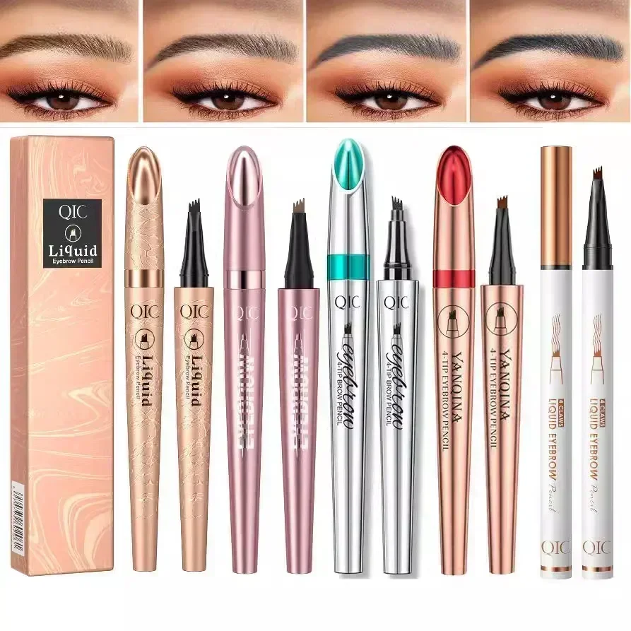 QIC Nieuwe 4-klauw wenkbrauwpen Natuurlijke wenkbrauwkleur Gemakkelijk aan te brengen Langdurig Waterdicht Modeontwerp Professionele make-up