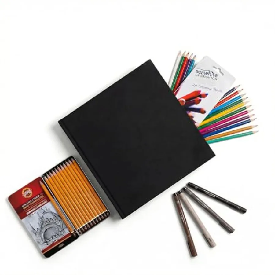 

Большой квадратный черный тканевый скетчбук Jumbo Square - 25 x 25 см - Бумага для всех видов нанесения изображений, 140 GSM, белая, 95 квадратных листов, идеально подходит