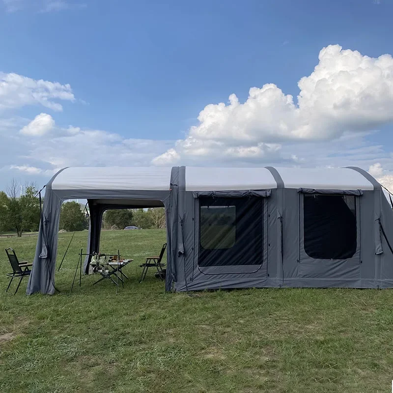 Two-bedroom and one-hall inflatable tunnel tent outdoor rainstorm-proof and wind-resistant family camping, dedicated to