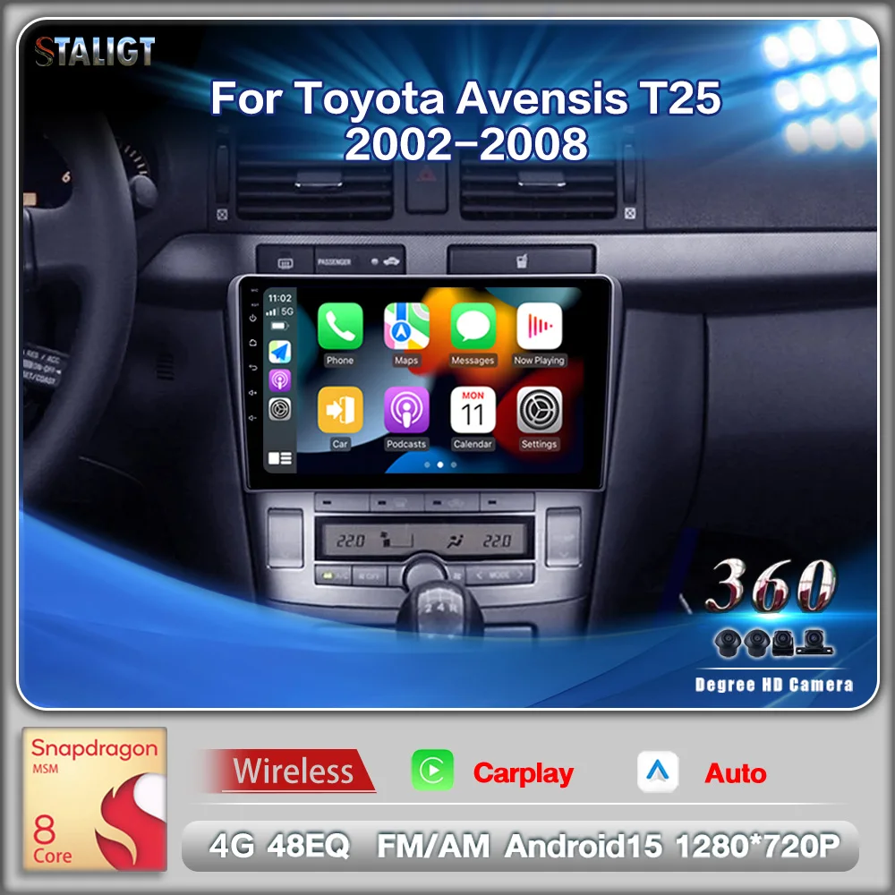 

Autoradio For Toyota Avensis T25 2002-2008 Carplay Android Auto Wireless Multimedia Automotive Player Car Radio Video Subwoofer