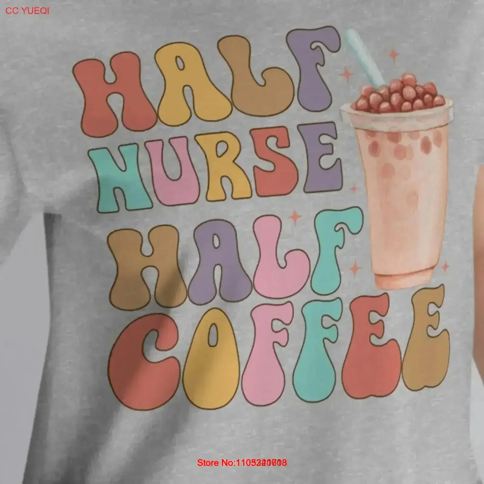 

Кофейная футболка с половиной медсестры, забавная рубашка, подарок для нее, винтажная стираная дышащая мягкая универсальная растянутая дизайнерская одежда, модная одежда