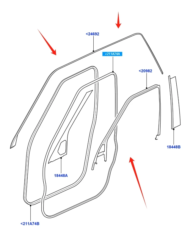 CFE000750 CFE000751 CFE500760 LR017012 FRONT LEFT OR RIGHT Drivers Door SEAL STRIP FOR LAND ROVER RANGE ROVER SPORT 2005 - 2009