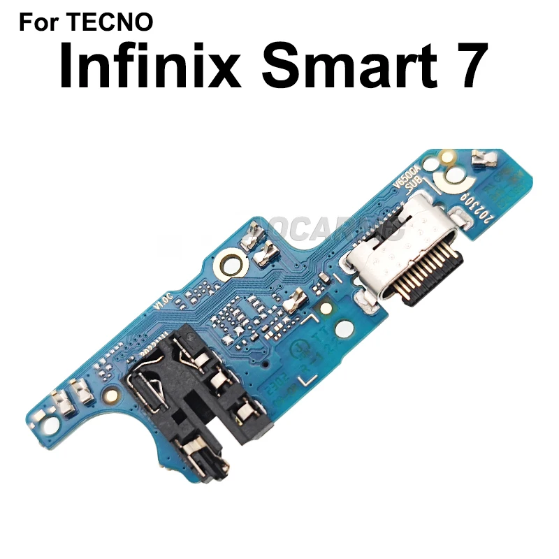 Aocarmo For Tecno Infinix Smart 7 X6515 Charging Port Bottom Microphone Mic Earphone Jack Circuit Board Repair Parts