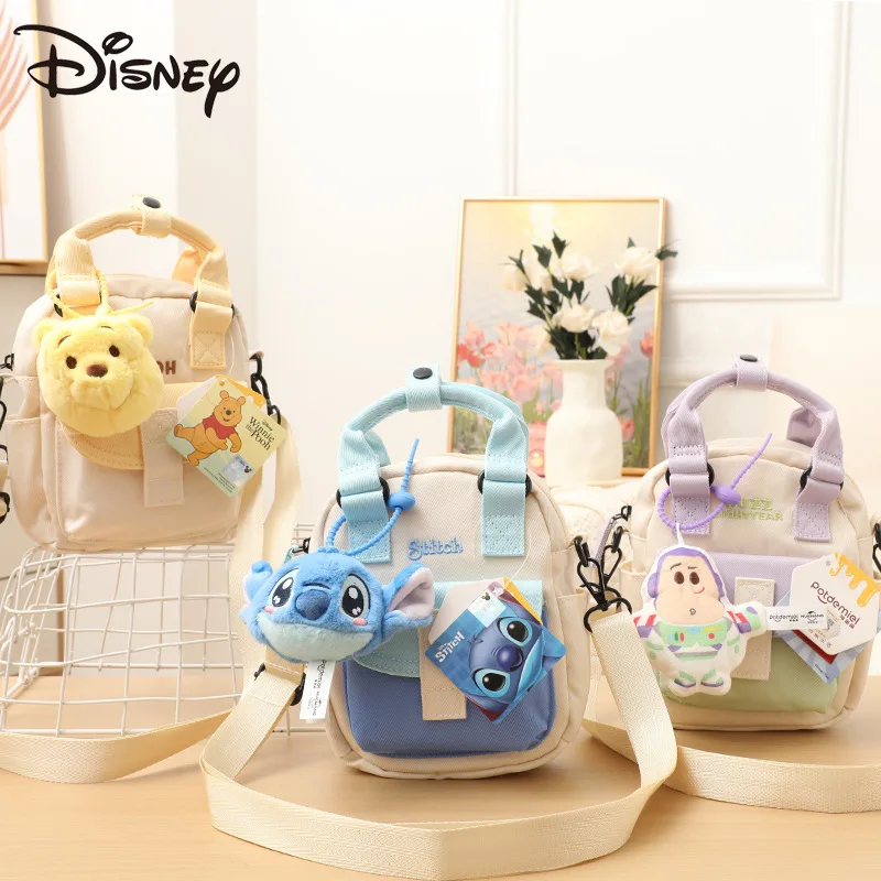 

Disney Kawaii Winnie The Pooh Stitch Buzz Lightyear Plush Toy Bag Charm Cute Handheld Crossbody Bag Anime Cosplay Accessories