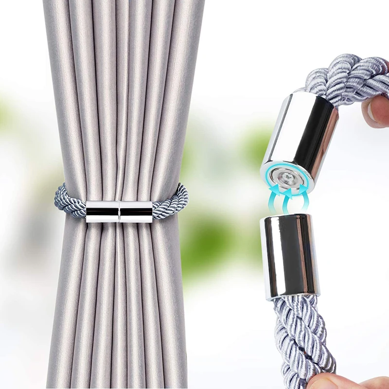 Magnetic Curtain Holders Clips Strong Magnet Pull Curtains Tiebacks Drape Weave Rope Holdbacks Buckle For Home Window