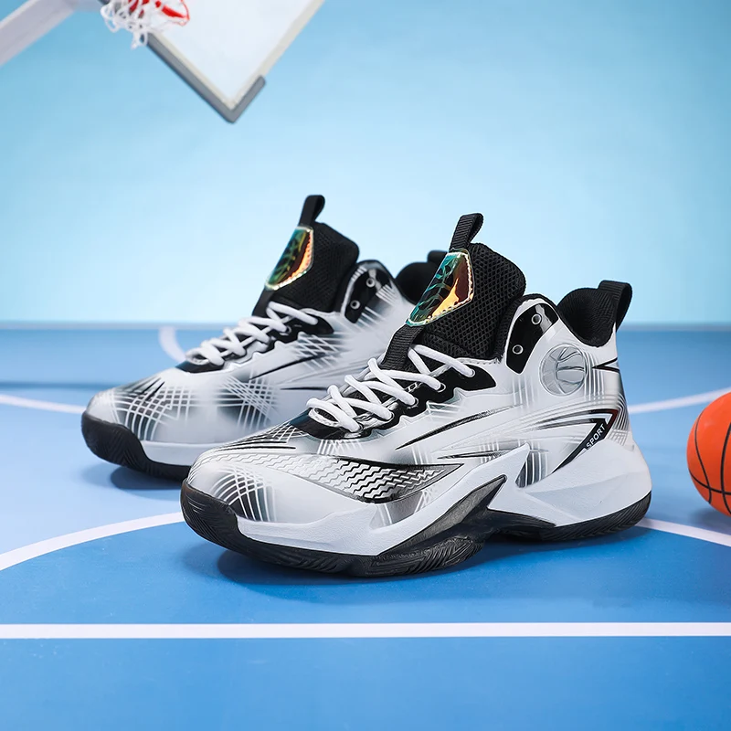 

Children Basketball Shoes for Boys Girls Kids Teenagers Breathable Non-slip Lace Up Indoor Outdoor Training Sneakers Tennis Shoe