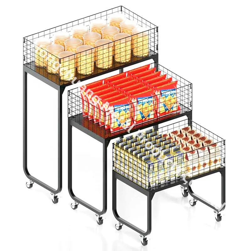 

Modern Foldable Retail Store Display Rack Portable Wire Storage Basket Ladder for Snack Candy Beverage Blind Box Promotion Desk