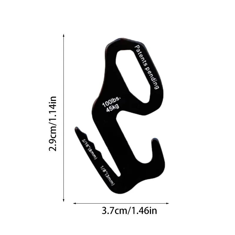 Black Carabiner-outdoor 9-shaped Aluminum Alloy Hook Tight Rope Buckle Accessories Luggage Binding Hook.