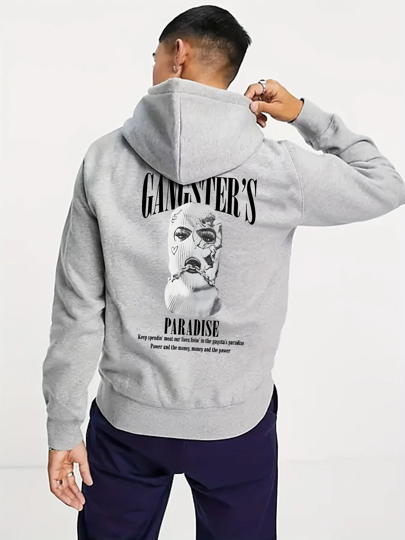 Moletom com capuz respirável masculino, com capuz com estampa elegante paraíso, outono, inverno