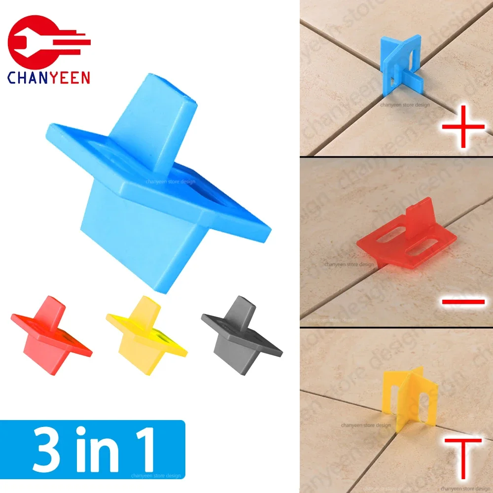 50/100 Uds 3 en 1 espaciadores de azulejos Clips sistema de nivelación de cerámica de cuña para suelo pared sistema de nivelación de huecos herramientas de construcción