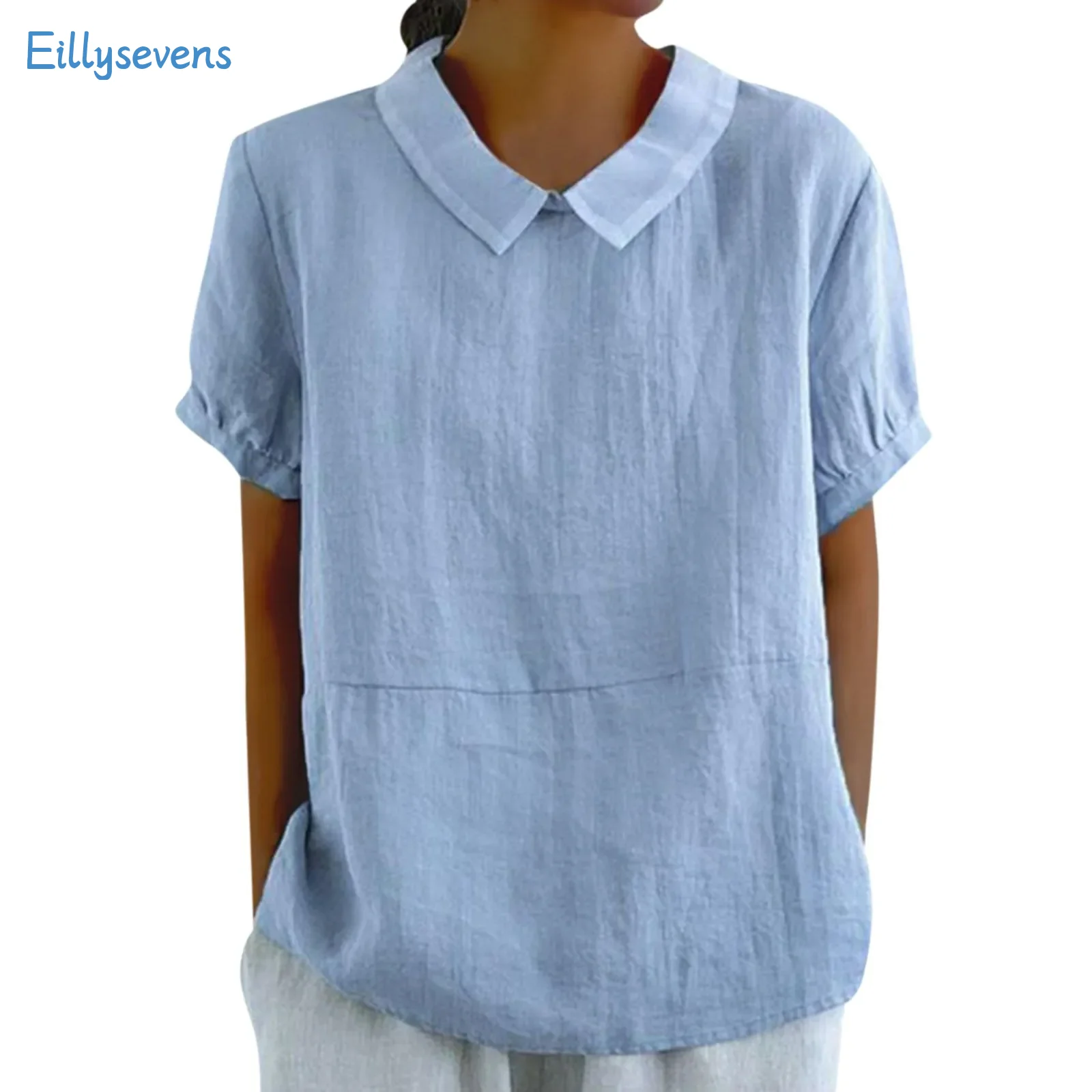 여성용 캐주얼 루즈 셔츠, 클래식 솔리드 컬러, 반팔 풀오버 상의, 데일리 정사이즈, 올 매치 티셔츠, 여름