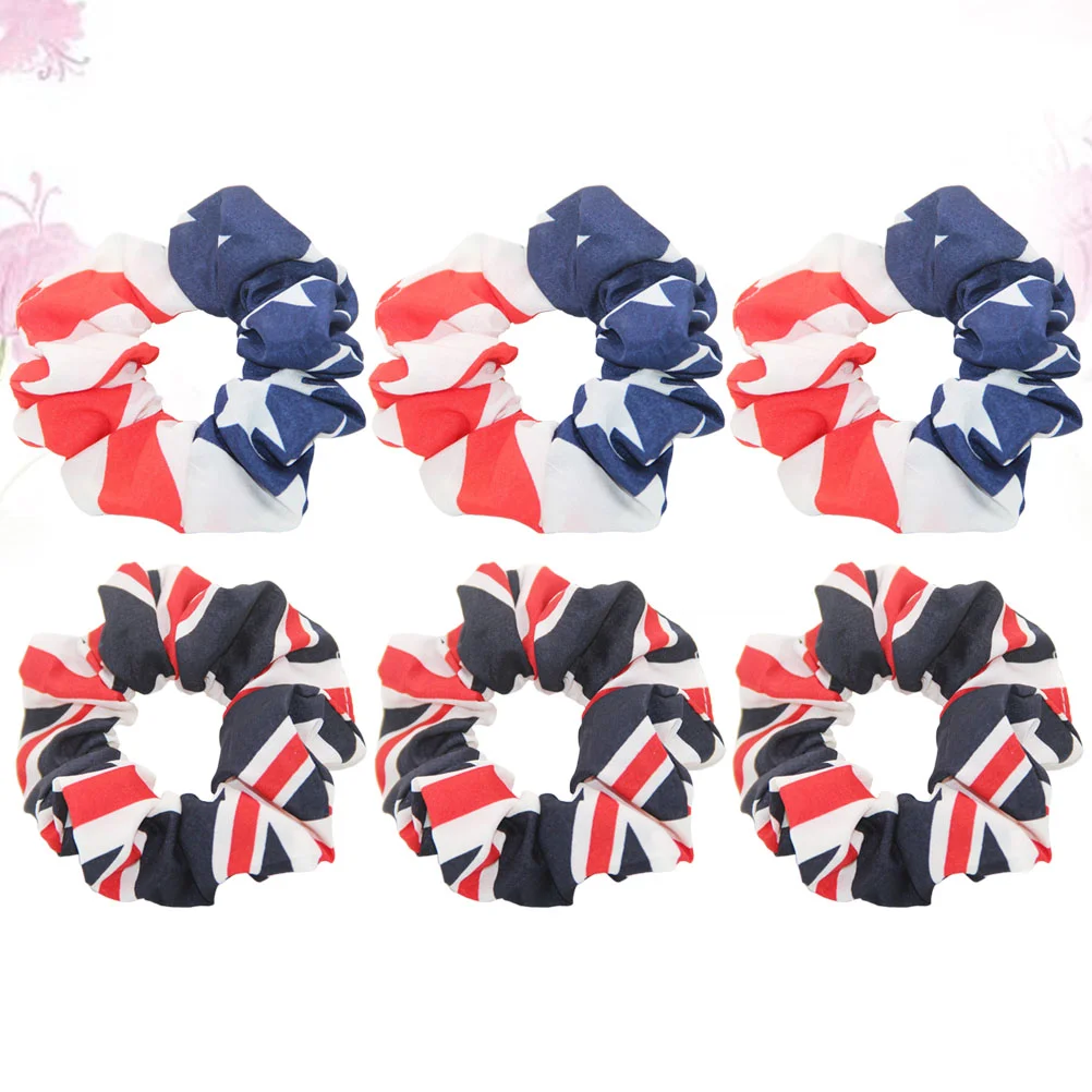 

6 Pcs Hair Accessory Ponytail Holder Women Headdress Headgear National Flag Pattern Circle Ropes