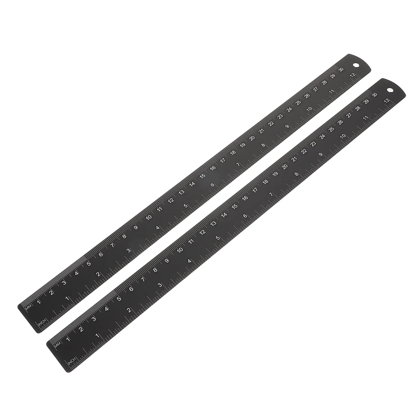 

2 Pcs Measuring Precision Ruler Aluminum Alloy Office Metal Multi-function Hole