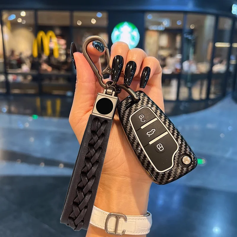 

ABS Carbon Fiber Style for Audi A3 A4 8P 8L 8V A5 B6 B7 A6 A7 C5 C6 Q3 Q5 Q7 4F S3 S4 S6 RS3 TT Flip Remote Car Key Case Cover