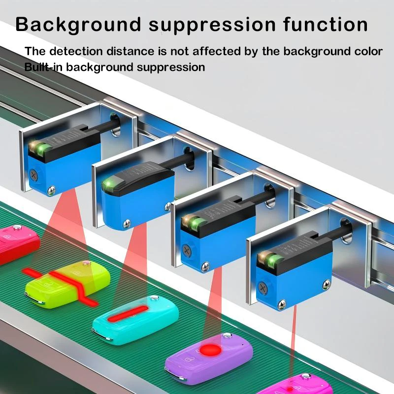 Square background suppression of the photoelectric diffuse reflection one-way infrared sensor's visible light spot