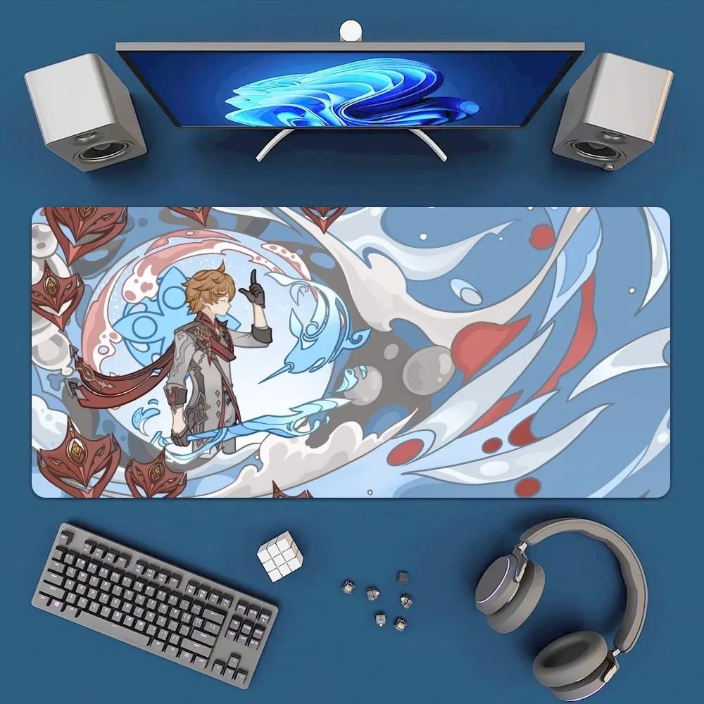 Genshin Impact Tartaglia Diluc Mousepad Office Large Mouse Mat Keyboard Mats Rubber PC Computer Game Big Anti-slip Mice Mat