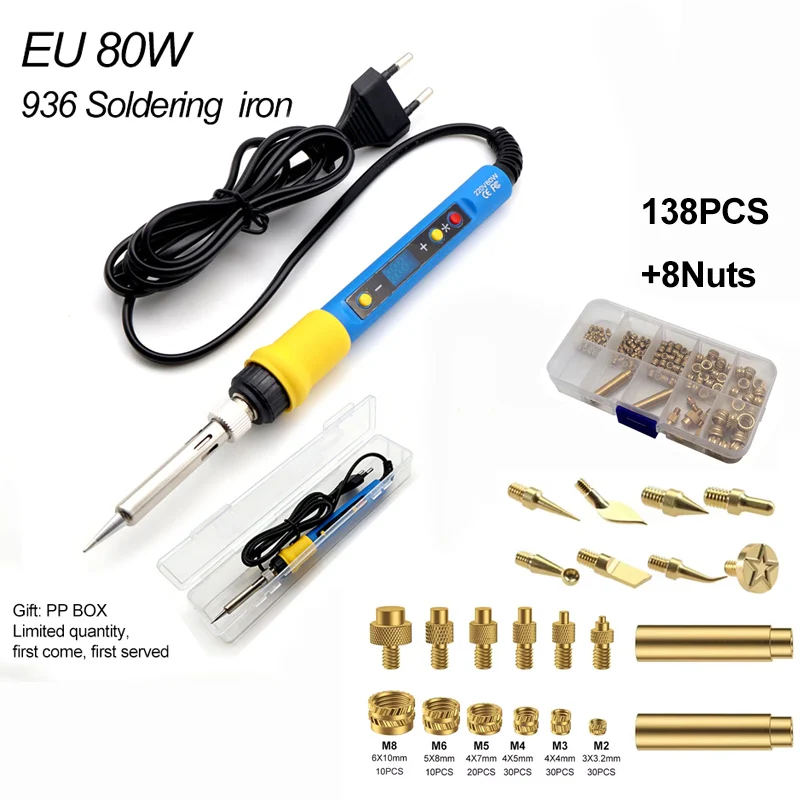 Brass Hot Melt Insert Knurled Nut Implant Machine Copper Nut Thermal Conduction Implant Heat Insertion Tool 3D Printer