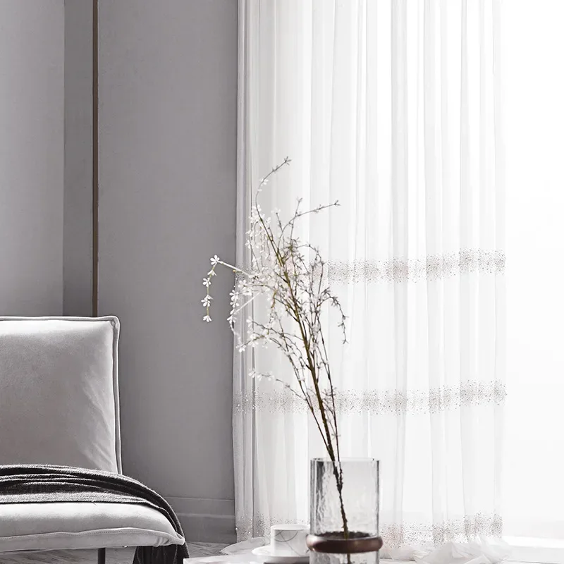 Nordic French bay window villa window screen curtain European luxury modern American curtains for living room bedroom dining