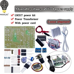 EU 220V DIY LM317 Adjustable Voltage Power Supply Board Learning DIY Kit With Case output 1.25V-12V