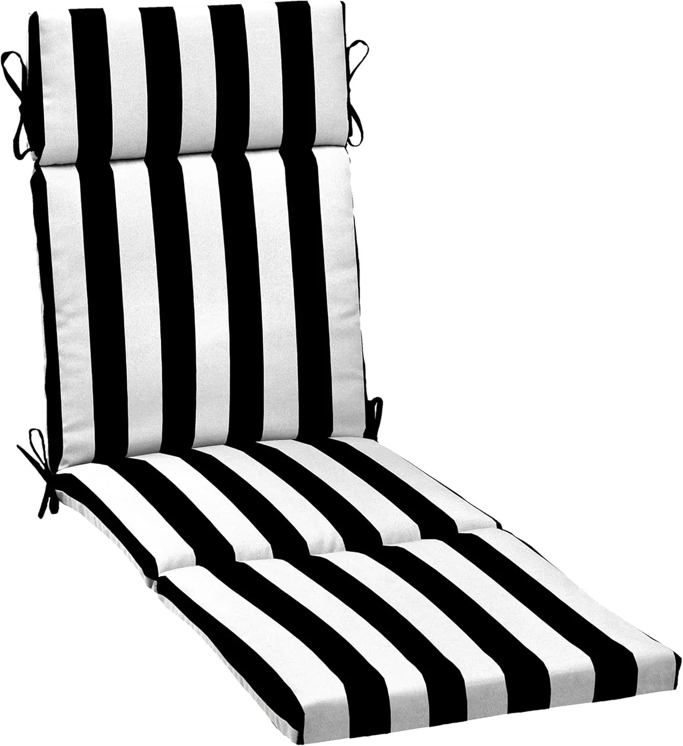 Arden Outdoor Chaise Cushion, 21 X 72, Rain-Proof, Fade Resistant 72 X 21, Black Cabana Stripe