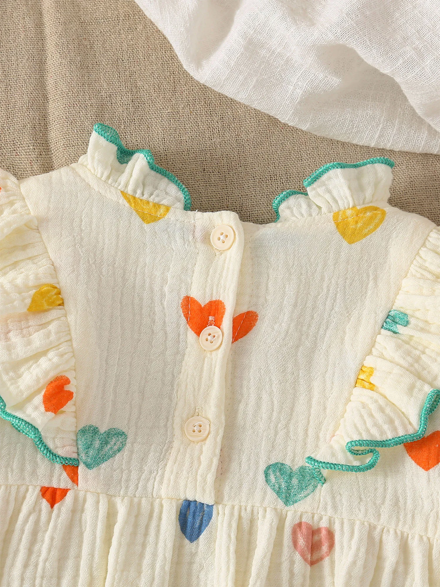 Peleles de algodón para niñas recién nacidas, mono informal con estampado Floral de corazón y manga larga con volantes, ropa de vacaciones para niños
