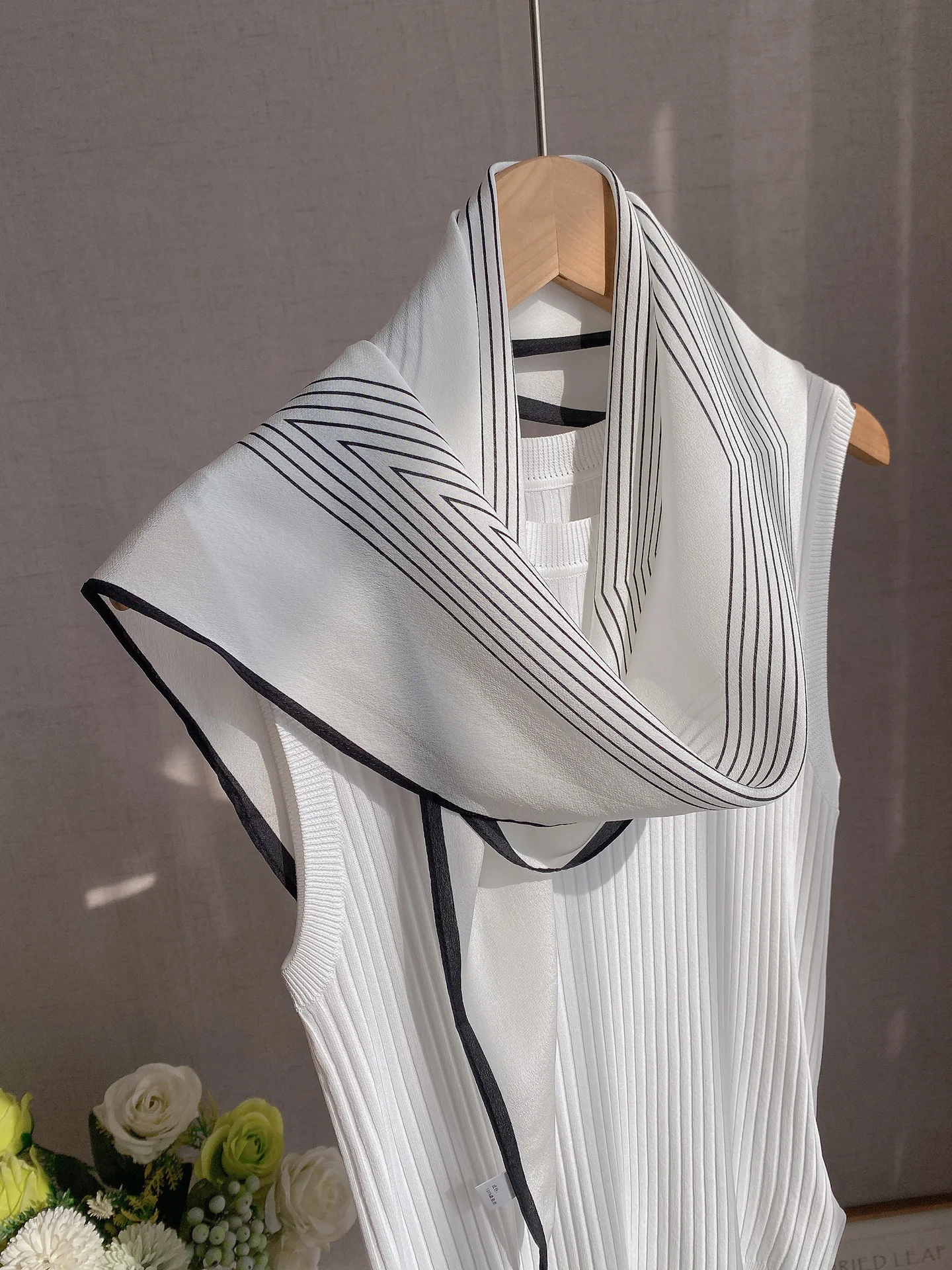 エレガントでシンプルなファッションダイヤモンドロングシルクスカーフ-00-シルク女性の通勤インナーウェアストライプスカーフ春秋