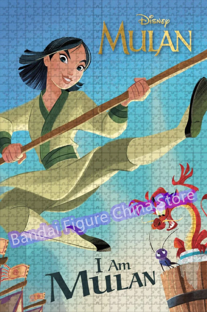 Disney Princess 300/500/1000 Pieces Jigsaw Puzzle Chinese Hero Mulan Cartoon Print Puzzle Family Game Educational Toys Gifts